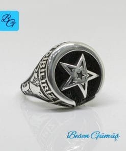 Bir Ölür Bin Diriliriz Taşsız Gümüş Erkek Yüzük