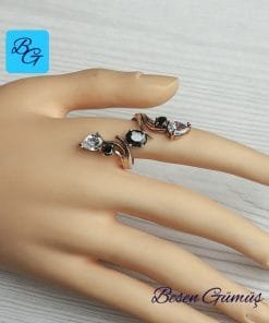 Damla Zirkon Oniks Taşlı Mekik Yüzük