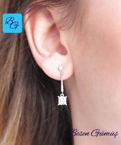 Dikdörtgen Baget Taş Sallantılı Küpe