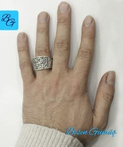 Erzurum Kalem İşi Taşsız Gümüş Erkek Yüzük