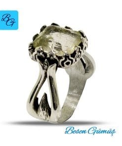 Kare Topaz Taşlı Erkek Gümüş Yüzük