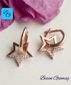 Rose Zirkon Taşlı Yıldız Küpe