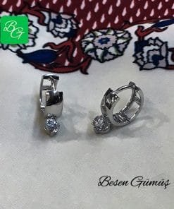 Zirkon İki Taş Sallantılı Halka Küpe