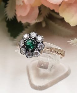 Yeşil Taşlı Papatya Model Set