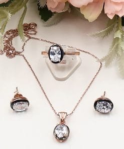 Rose Oval Zirkon Taşlı Tek Taş Set