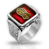 925 Ayar Gümüş Kırmızı Mineli Kademi Şerif Model Özel Tasarım Yüzük