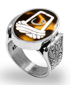 Sedef Kakma Arakiyye İçinde Vav Harfli El İşi Yüzük