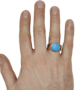 Yuvarlak Firuze Taşlı Elif Vav Yüzük