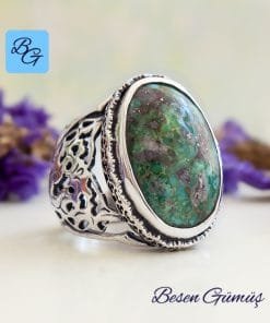 Oval Doğal Firuze Taşı (Turkuaz) Gümüş Yüzük