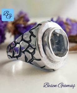 Topaz Taşlı Gümüş Erkek Yüzük