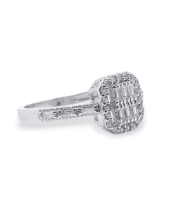 Baget Taşlı Kare Model 925 Ayar Gümüş Kadın Yüzük