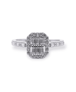 Baget Taşlı Kare Model 925 Ayar Gümüş Kadın Yüzük