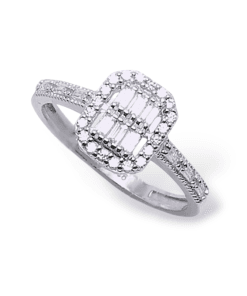 Baget Taşlı Kare Model 925 Ayar Gümüş Kadın Yüzük