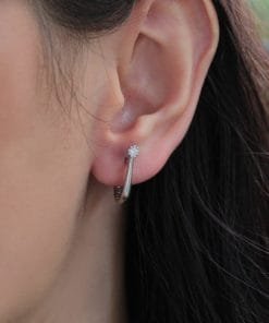 Küçük Zirkon Taşlı Halka Küpe