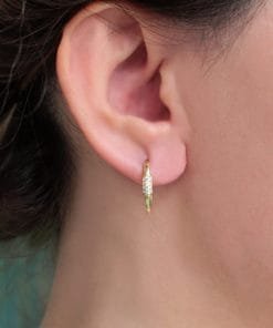 Zirkon Taşlı Gold Halka Küpe