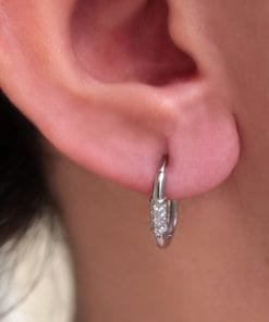 Zirkon Taşlı Gümüş Halka Küpe