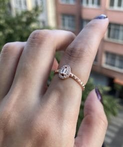 Oval Zirkon Taşlı Rose Yüzük