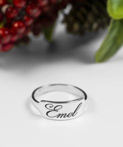 Kişiye Özel 925 Ayar Gümüş Yüzük | İsim Yazılı El Yapımı Minimal Model