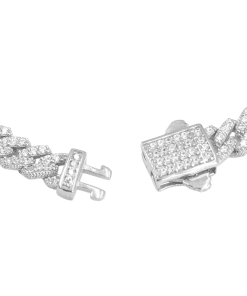 Gümüş Küba Zincir Bileklik Klips Detayı