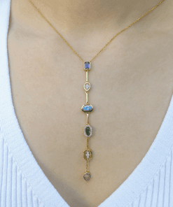 925 Ayar Gümüş Altın Kaplama Renkli Zirkon Taşlı Zarif Kadın Kolye