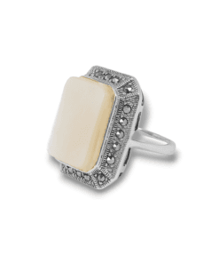 Sedef Ve Markazit Taşlı 925 Ayar Gümüş Vintage Kadın Yüzük