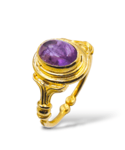 Ametist taşlı altın kaplama ayarlanabilir 925 ayar gümüş kadın yüzük