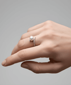 zirkon taşlı inci detaylı kadın yüzük