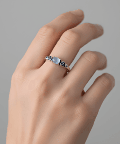 Mavi Taşlı Yasemin Temalı 925 Ayar Gümüş Kadın Yüzük