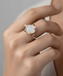 Ayarlanabilir Beş Tırnaklı Aytaşı Sarı Altın Kaplama Siyah Rodajlı 925 Ayar Gümüş Yüzük