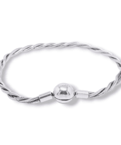 Yuvarlak klipsli kıvrımlı yılan zincir 925 ayar gümüş bileklik