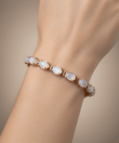 Doğal Aytaşı Taşlı Rose Kaplama 925 Ayar Gümüş Bileklik