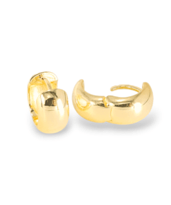 Sarı Altın Kaplama Kalın Halka Küpe – 925 Ayar Gümüş Modern Tasarım