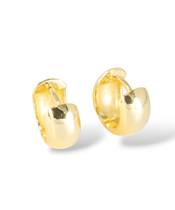 Sarı Altın Kaplama Kalın Halka Küpe – 925 Ayar Gümüş Modern Tasarım