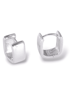 Minimal Dikdörtgen Halka Küpe 925 Ayar Gümüş – Modern Parlak Yüzeyli Kadın Küpe