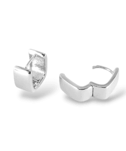 Minimal Dikdörtgen Halka Küpe 925 Ayar Gümüş – Modern Parlak Yüzeyli Kadın Küpe