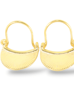 Güneş Motifli 925 Ayar Gümüş Küpe | Sarı Altın Kaplama & Rodaj Seçenekli Minimal Halka Küpe