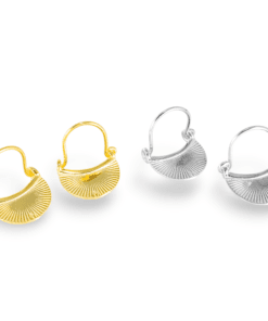 Güneş Motifli 925 Ayar Gümüş Küpe | Sarı Altın Kaplama & Rodaj Seçenekli Minimal Halka Küpe