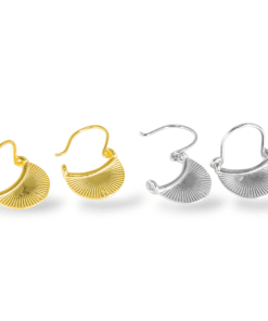 Güneş Motifli 925 Ayar Gümüş Küpe | Sarı Altın Kaplama & Rodaj Seçenekli Minimal Halka Küpe