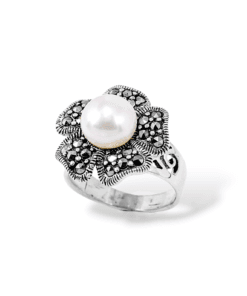 Vintage Markazit Detaylı İnci Taşlı 925 Ayar Gümüş Yüzük