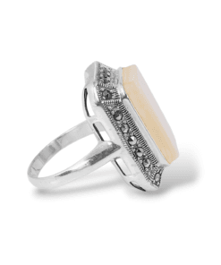 Sedef Ve Markazit Taşlı 925 Ayar Gümüş Vintage Kadın Yüzük