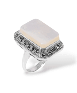 Sedef ve markazit taşlı 925 ayar gümüş vintage kadın yüzük