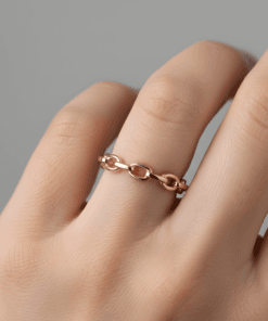 925 Ayar Gümüş Zincir Yüzük – Ayarlanabilir Minimal Tasarım (Gold, Rose, Silver)