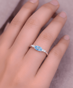Mavi Topaz Taşlı 925 Ayar Gümüş Yüzük | Oval Kesim Zarif Kadın Yüzüğü | Rose, Gold & Silver