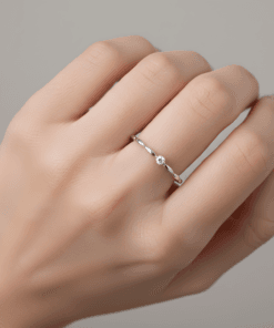 Minimal Baget Taşlı 925 Ayar Gümüş Yüzük – İnce Zigzag Kadın Yüzük (Sarı, Rose, Beyaz)