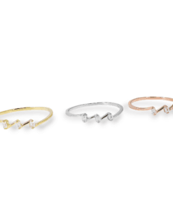 Minimal Baget Taşlı 925 Ayar Gümüş Yüzük – İnce Zigzag Kadın Yüzük (Sarı, Rose, Beyaz)