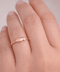 925 Ayar Gümüş Balık Yüzük – Minimal Taşlı Ayarlanabilir Kadın Yüzük (Rose, Sarı, Beyaz)