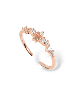 925 Ayar Gümüş Yıldız Taşlı Ayarlanabilir Yüzük – Beyaz & Rose Seçenekli - Ayarlanabilir, Rose