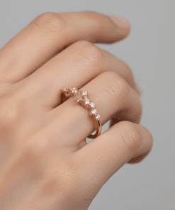 925 Ayar Gümüş Yıldız Taşlı Ayarlanabilir Yüzük – Beyaz & Rose Seçenekli