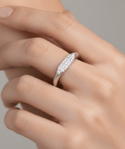 925 Ayar Gümüş Zirkon Taş İşlemeli Yüzük – Ayarlanabilir Kadın Model (Gold & Beyaz)