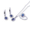Safir görünümlü mavi taşlı zirkon detaylı 925 ayar gümüş takı seti